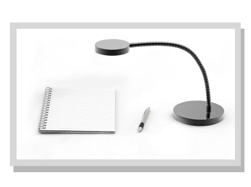 desk with lamp